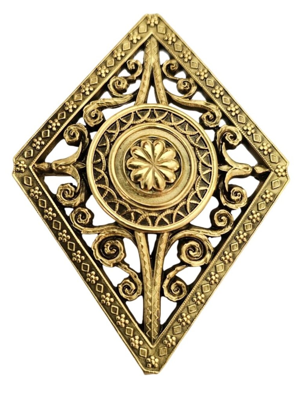 National Gallery Of Art Brooch, Floral Scroll Cross Medallion Pin Signed, J769